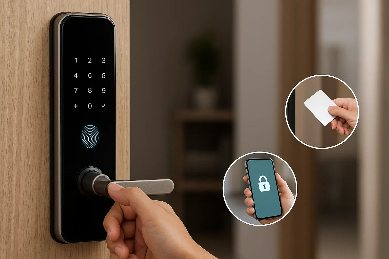 Cerradura biométrica con huella digital y código PIN