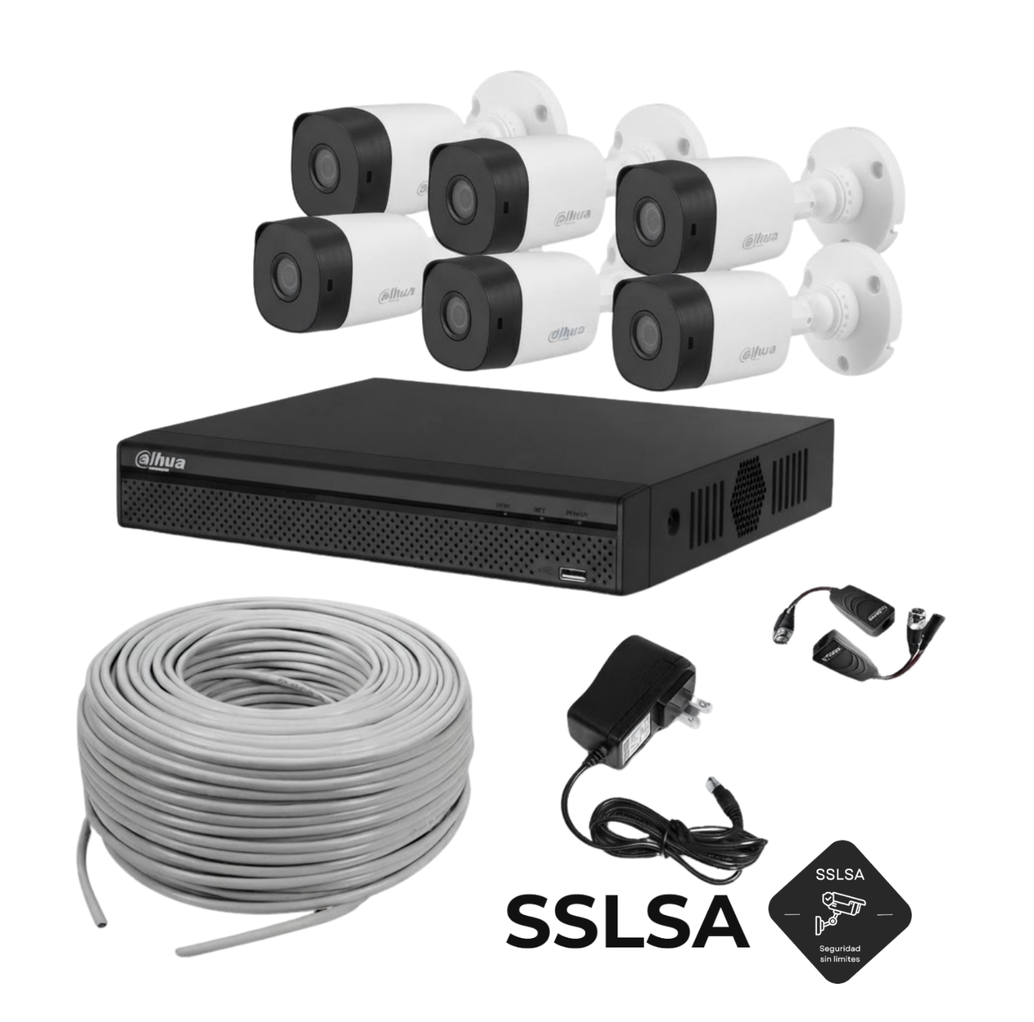 Comprar Kit de 6 Cámaras 2MP 1080P POLICARBONATO - DAHUA (KIT PARA INSTALACIÓN) en SSLSA Guatemala